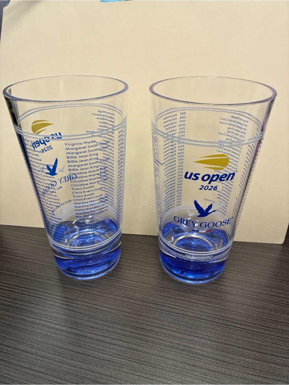 2026 US Open Tennis Grey Goose Honey Deuce Plastic Cup Souvenir. Set of 2 Cups